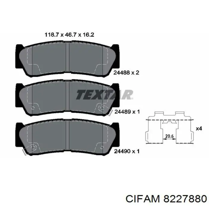 822-788-0 Cifam pastillas de freno traseras