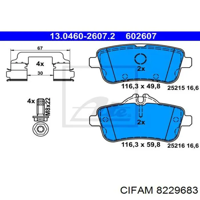 822-968-3 Cifam pastillas de freno traseras