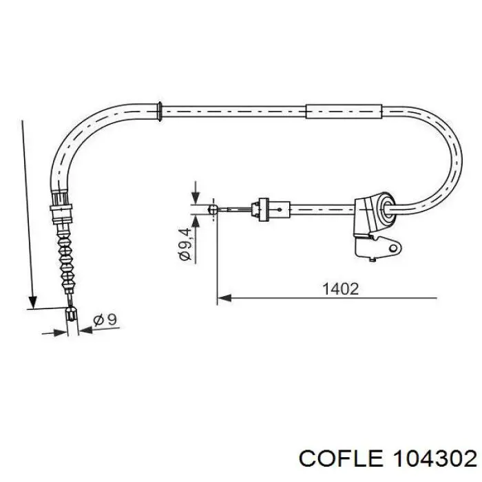 10.4302 Cofle cable de freno de mano trasero derecho