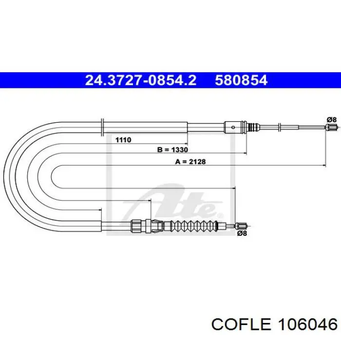 10.6046 Cofle cable de freno de mano trasero derecho/izquierdo