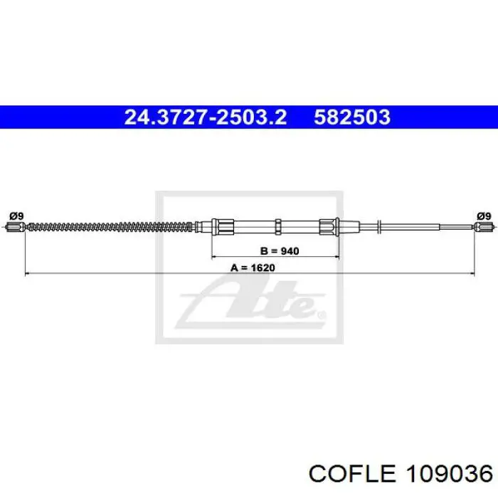 10.9036 Cofle cable de freno de mano trasero derecho/izquierdo