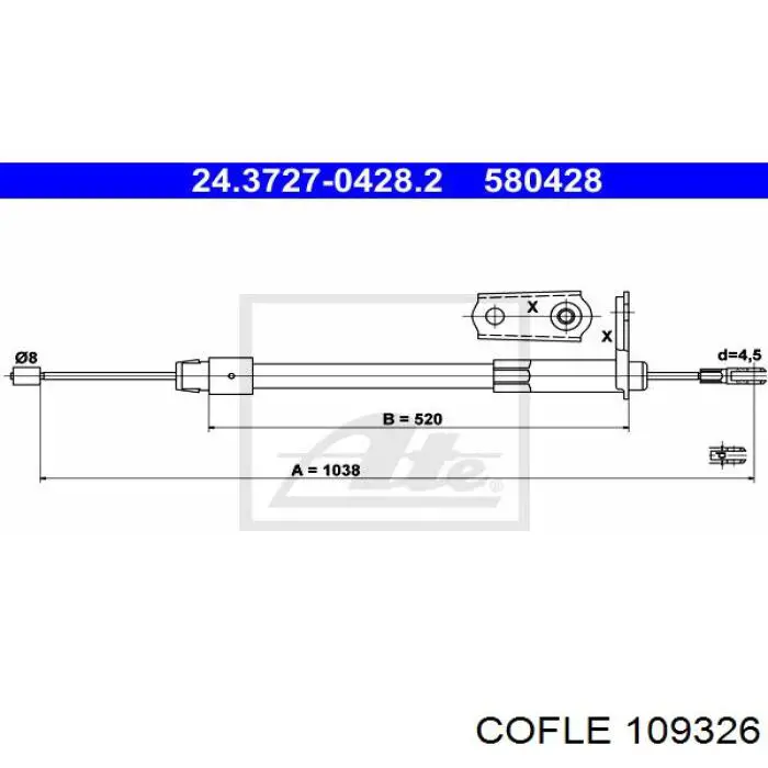 10.9326 Cofle cable de freno de mano trasero izquierdo