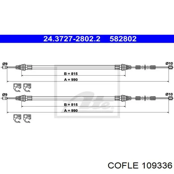 10.9336 Cofle cable de freno de mano trasero derecho/izquierdo