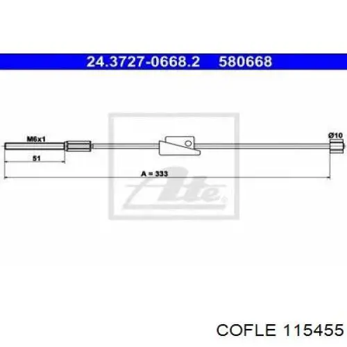 GCH496 TRW cable de freno de mano delantero