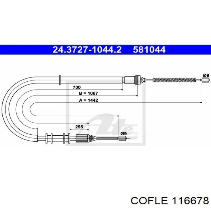 11.6678 Cofle cable de freno de mano trasero derecho