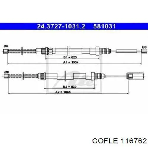  Cable de freno de mano trasero derecho para Renault Espace 1 