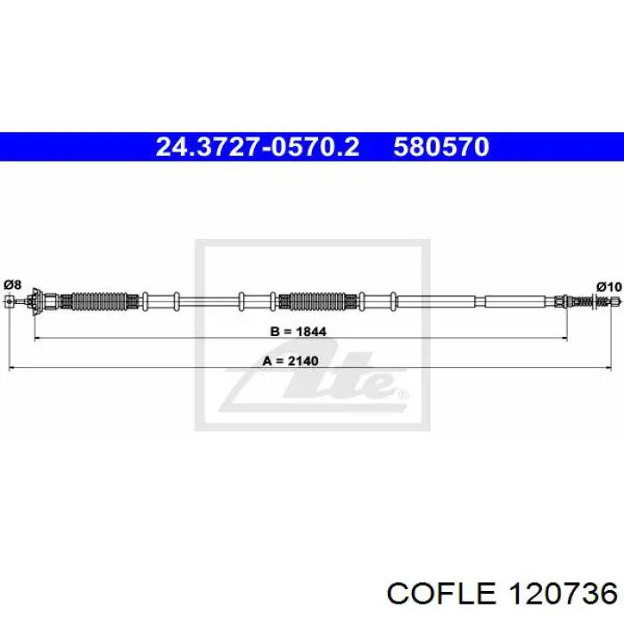 12.0736 Cofle cable de freno de mano trasero derecho