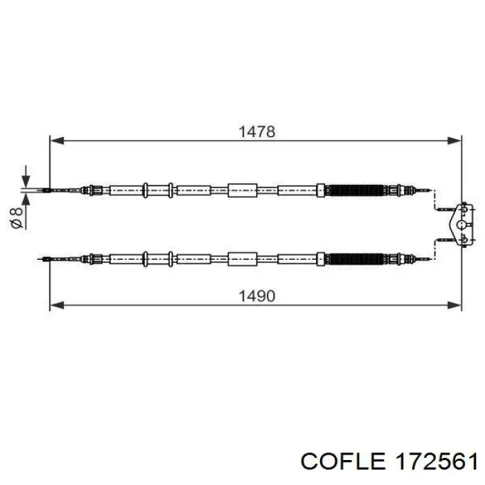 17.2561 Cofle cable de freno de mano trasero derecho