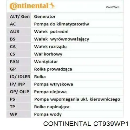 CT939WP1 Continental/Siemens kit correa de distribución