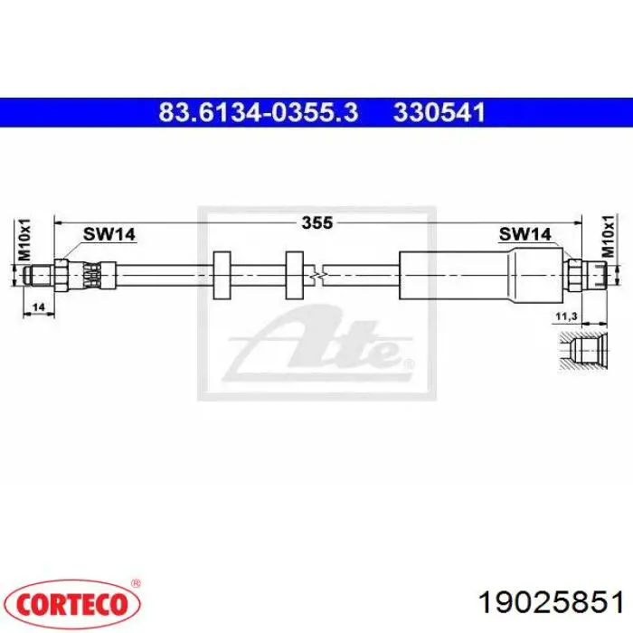 19025851 Corteco latiguillo de freno delantero