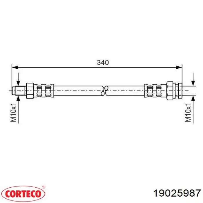 19025987 Corteco tubo flexible de frenos trasero