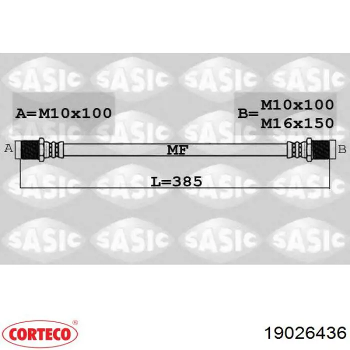 19026436 Corteco tubo flexible de frenos trasero