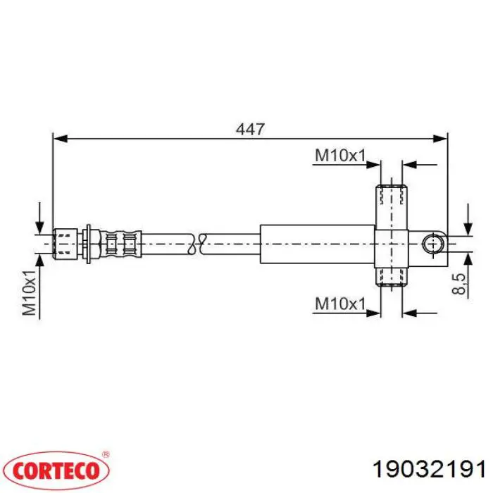 19032191 Corteco tubo flexible de frenos trasero