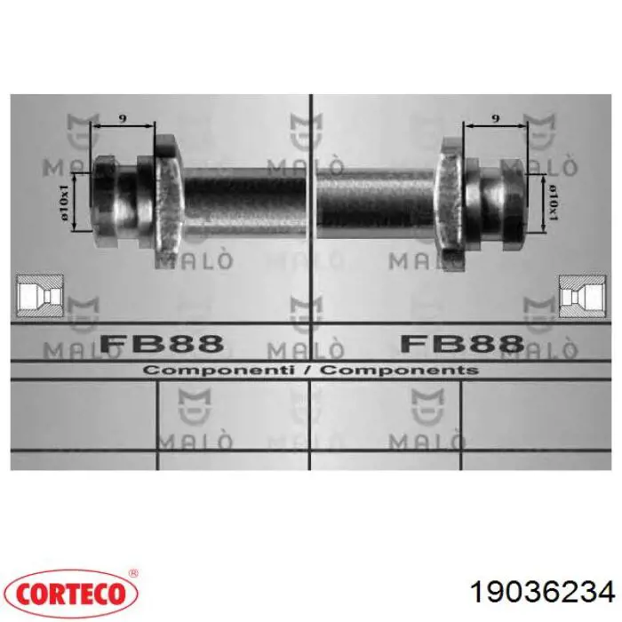 19036234 Corteco tubo flexible de frenos trasero