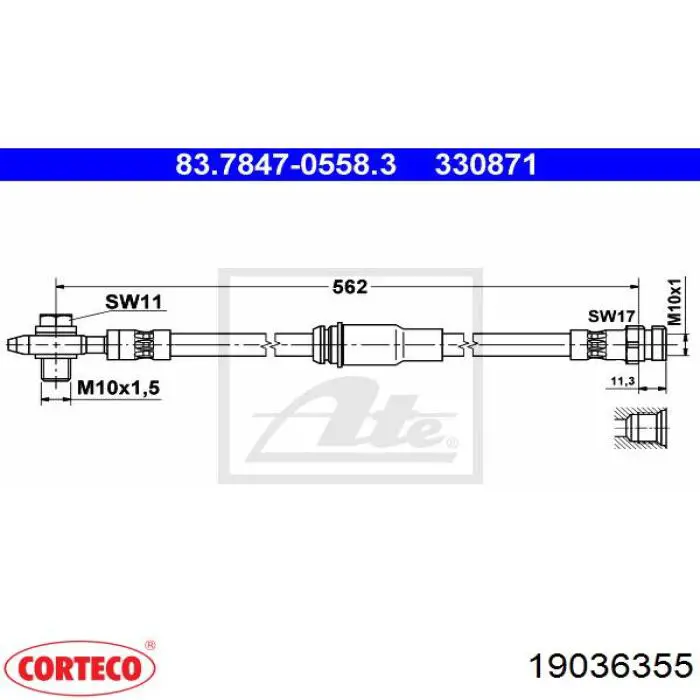 19036355 Corteco latiguillo de freno delantero