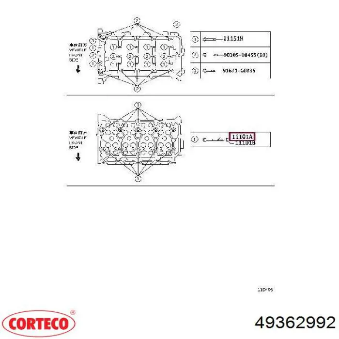 49362992 Corteco tornillo de culata