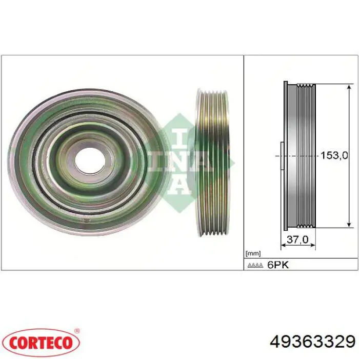 49363329 Corteco polea, cigüeñal