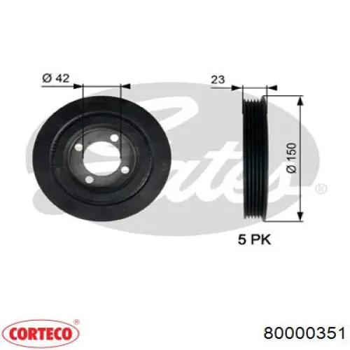 80000351 Corteco polea, cigüeñal