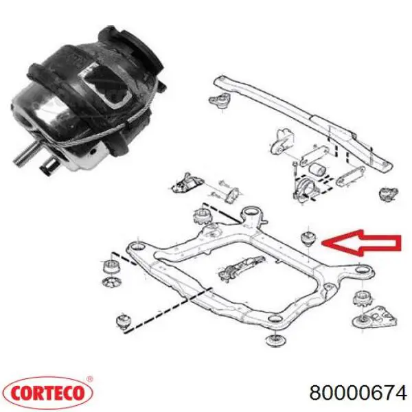 80000674 Corteco soporte de motor trasero