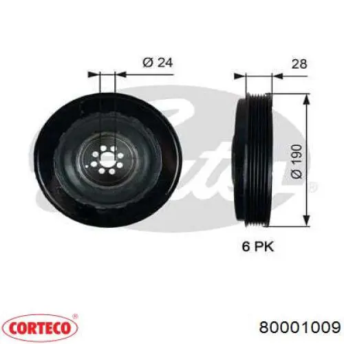 80001009 Corteco polea, cigüeñal