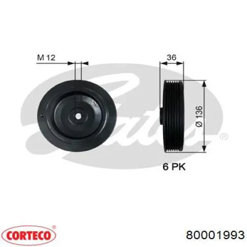 80001993 Corteco polea, cigüeñal