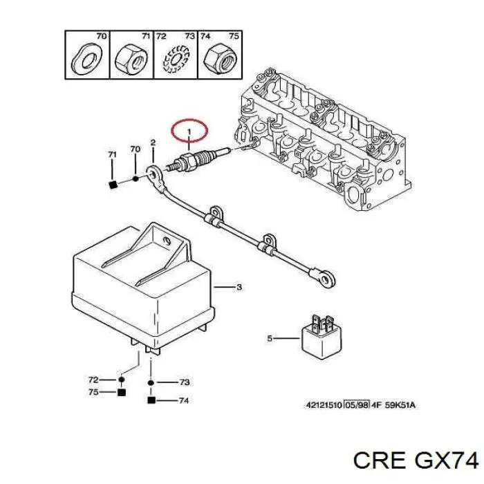 GX74 CRE bujía de incandescencia