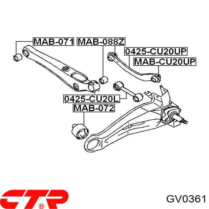 GV0361 CTR silentblock de brazo suspensión trasero transversal