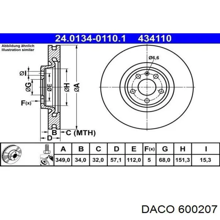 600207 Daco freno de disco delantero