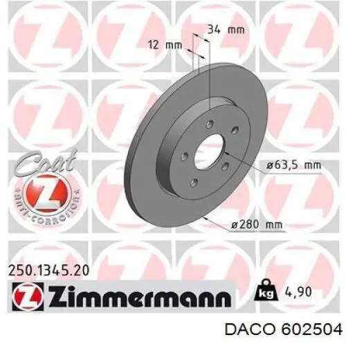 602504 Daco disco de freno trasero