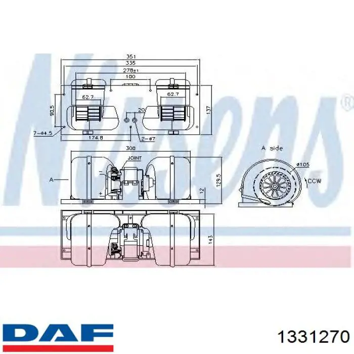 1331270 DAF motor eléctrico, ventilador habitáculo