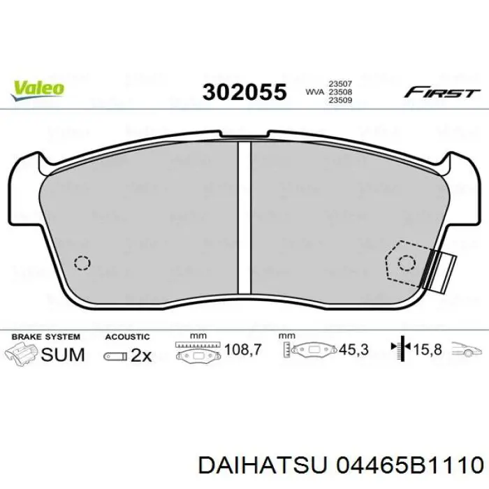 04465B1110 Daihatsu pastillas de freno delanteras