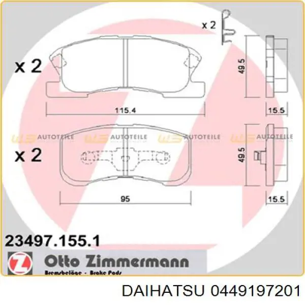 0449197201 Daihatsu pastillas de freno delanteras