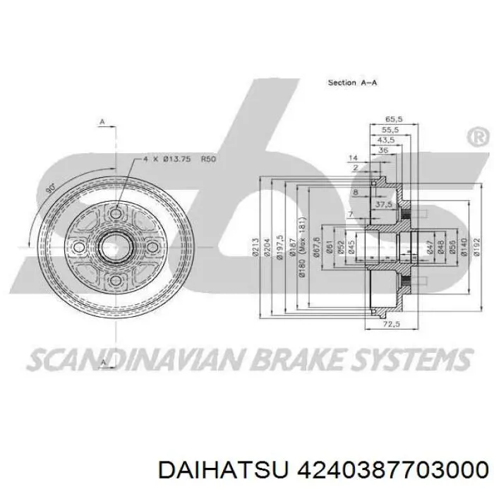 4240387703000 Daihatsu freno de tambor trasero