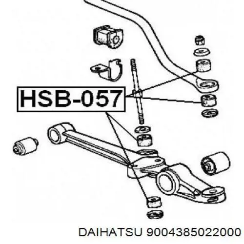 9004385022000 Daihatsu casquillo del soporte de barra estabilizadora trasera