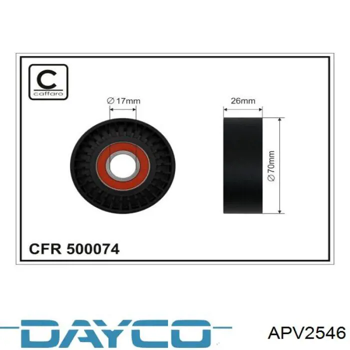 APV2546 Dayco rodillo, correa trapecial poli v