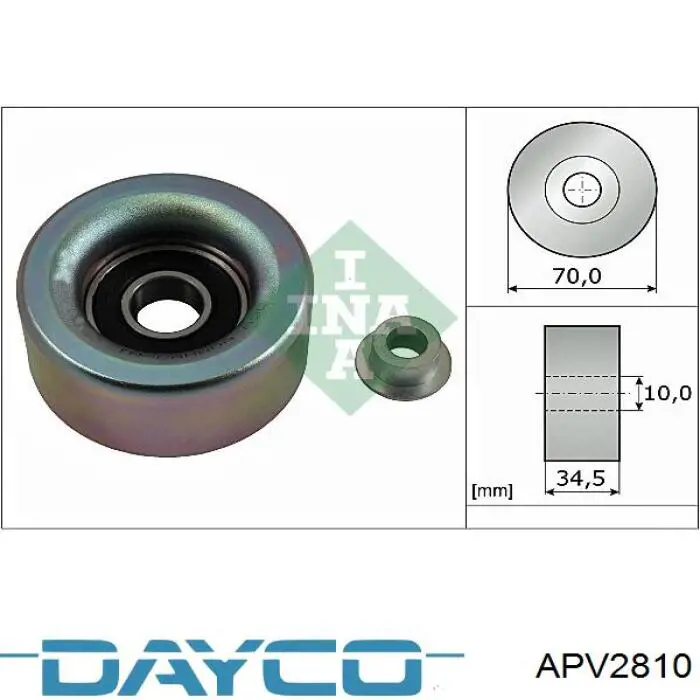 APV2810 Dayco polea inversión / guía, correa poli v