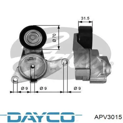 APV3015 Dayco tensor de correa, correa poli v