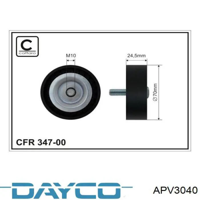 APV3040 Dayco polea inversión / guía, correa poli v