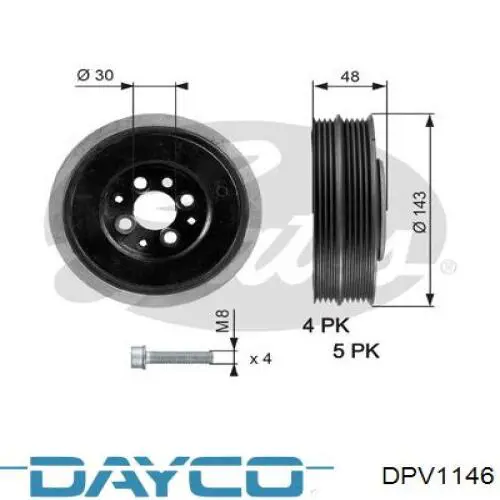 DPV1146 Dayco polea, cigüeñal