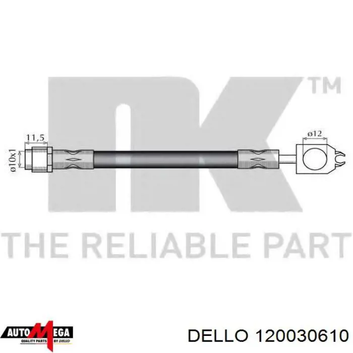 120030610 Dello/Automega tubo flexible de frenos trasero