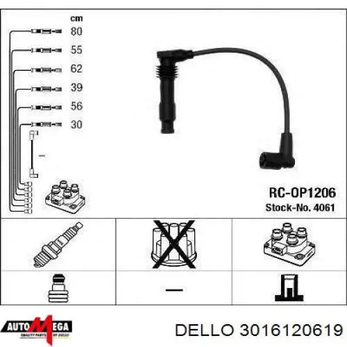 3016120619 Dello/Automega juego de cables de encendido