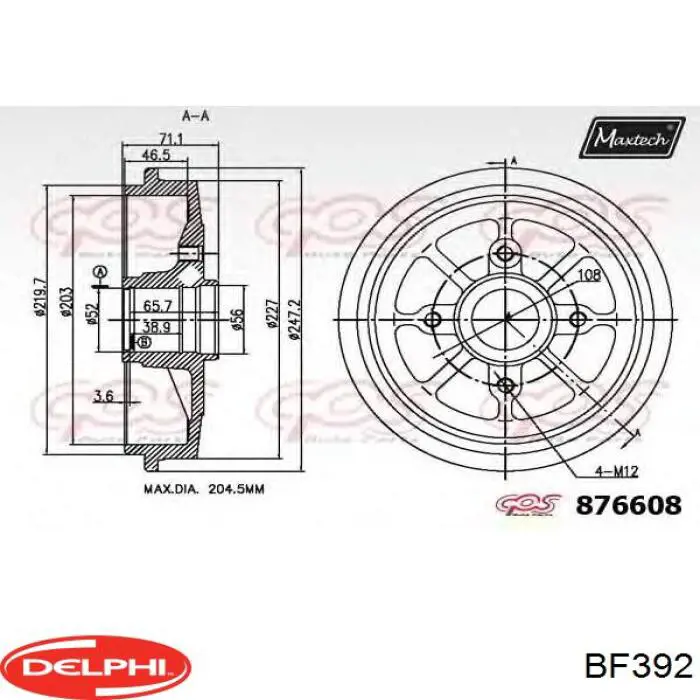 BF392 Delphi freno de tambor trasero