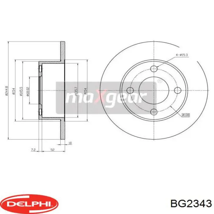 BG2343 Delphi disco de freno trasero