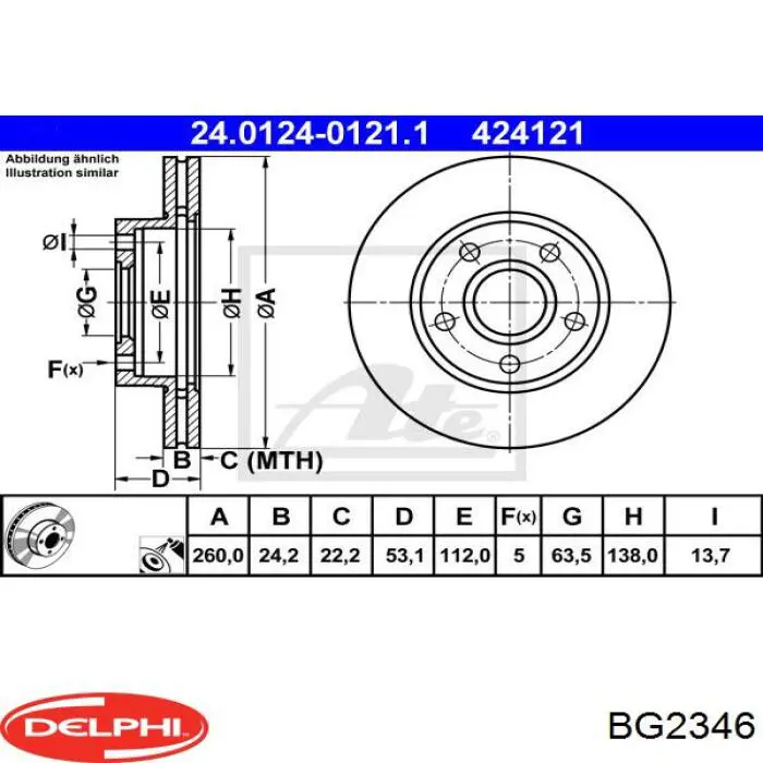 BG2346 Delphi freno de disco delantero