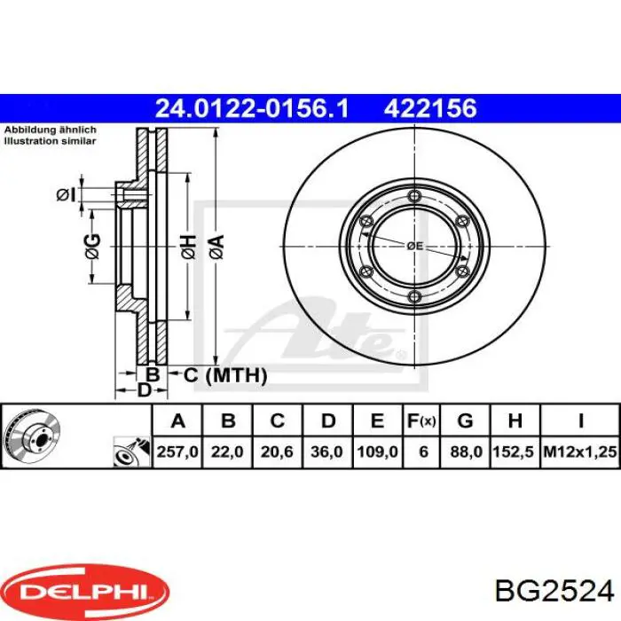 BG2524 Delphi freno de disco delantero