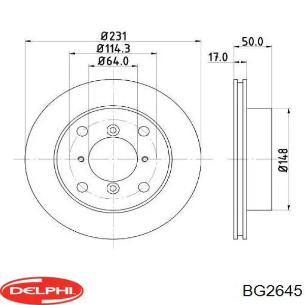 BG2645 Delphi freno de disco delantero