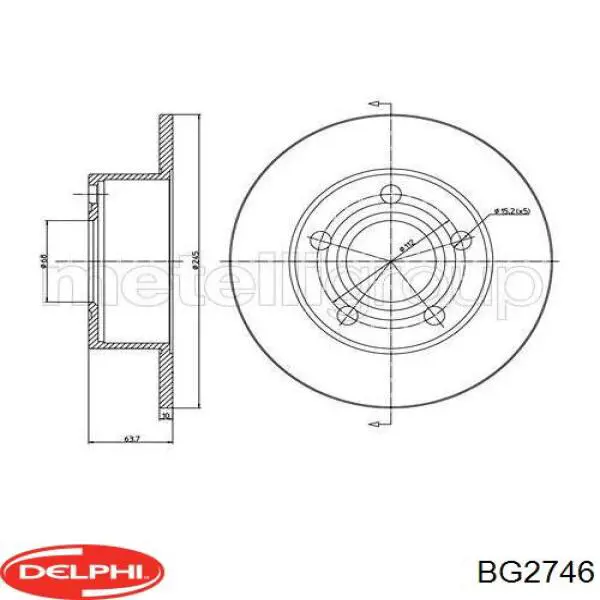 BG2746 Delphi disco de freno trasero