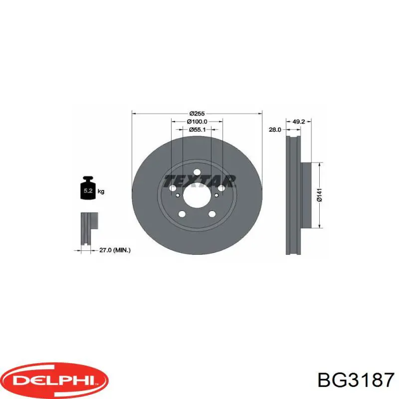 BG3187 Delphi freno de disco delantero