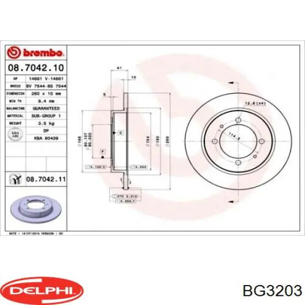 BG3203 Delphi disco de freno trasero