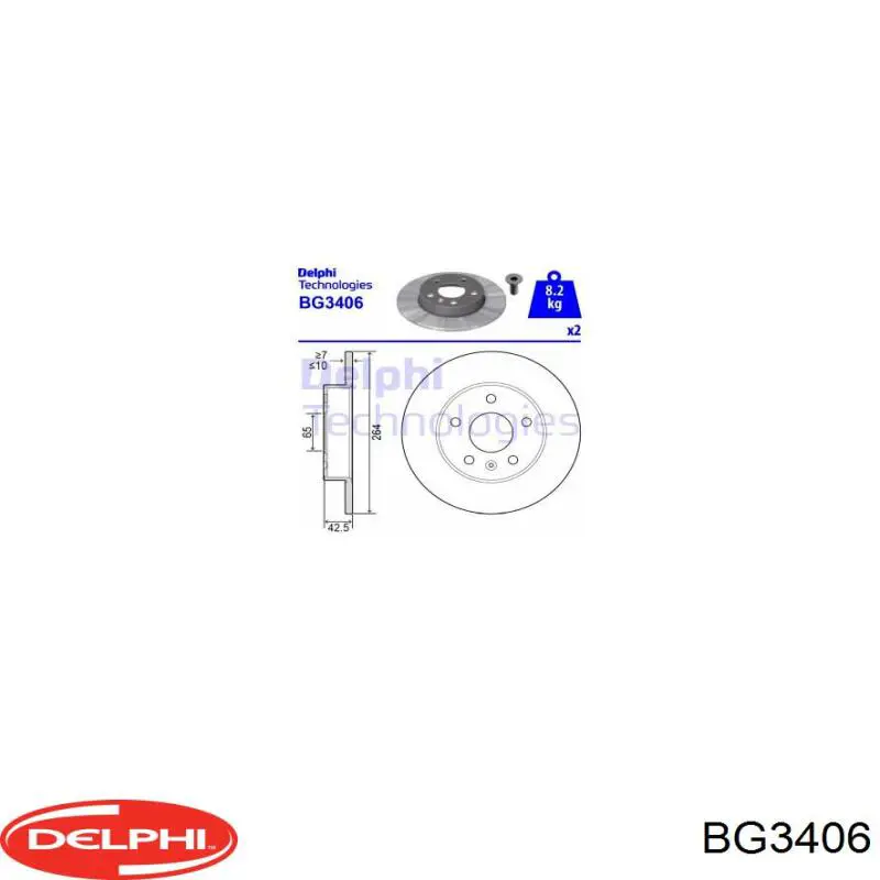 BG3406 Delphi disco de freno trasero